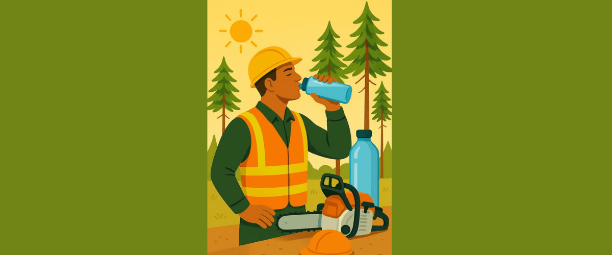 Image of forestry worker drinking water