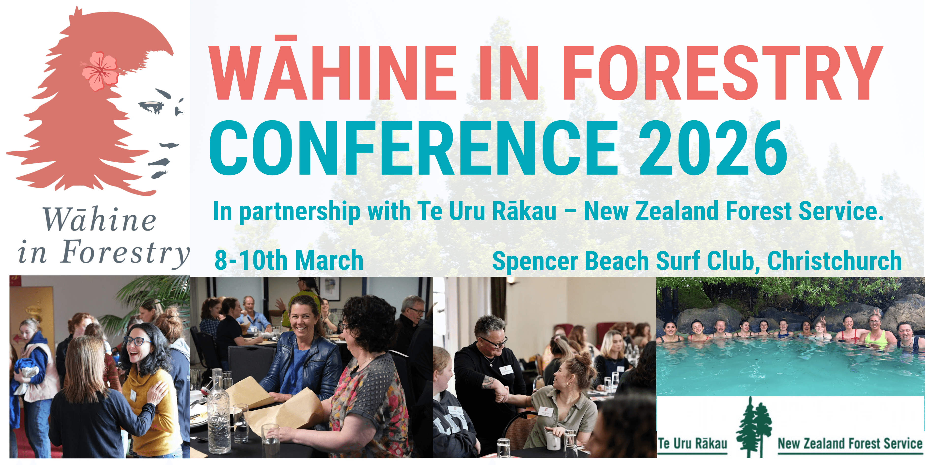 Graphic saying: Wahine in Forestry Conference 2026